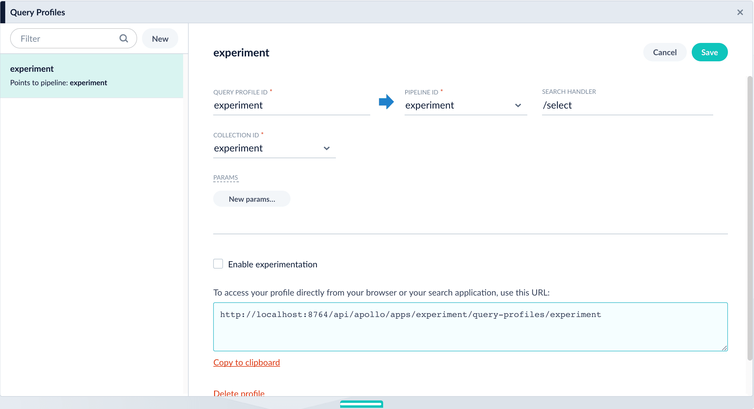 Use existing query profile