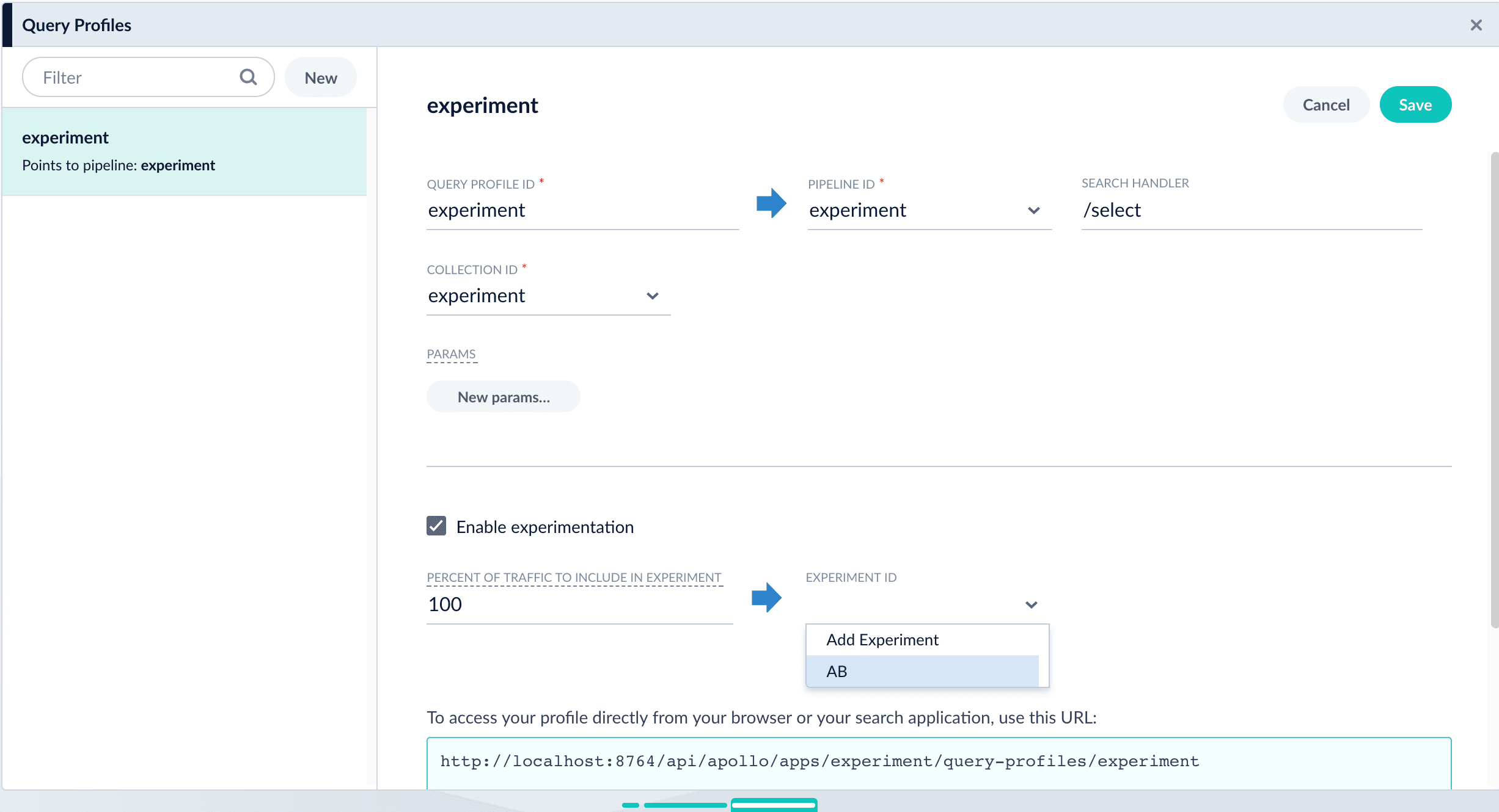 Configure experiment in Experiments