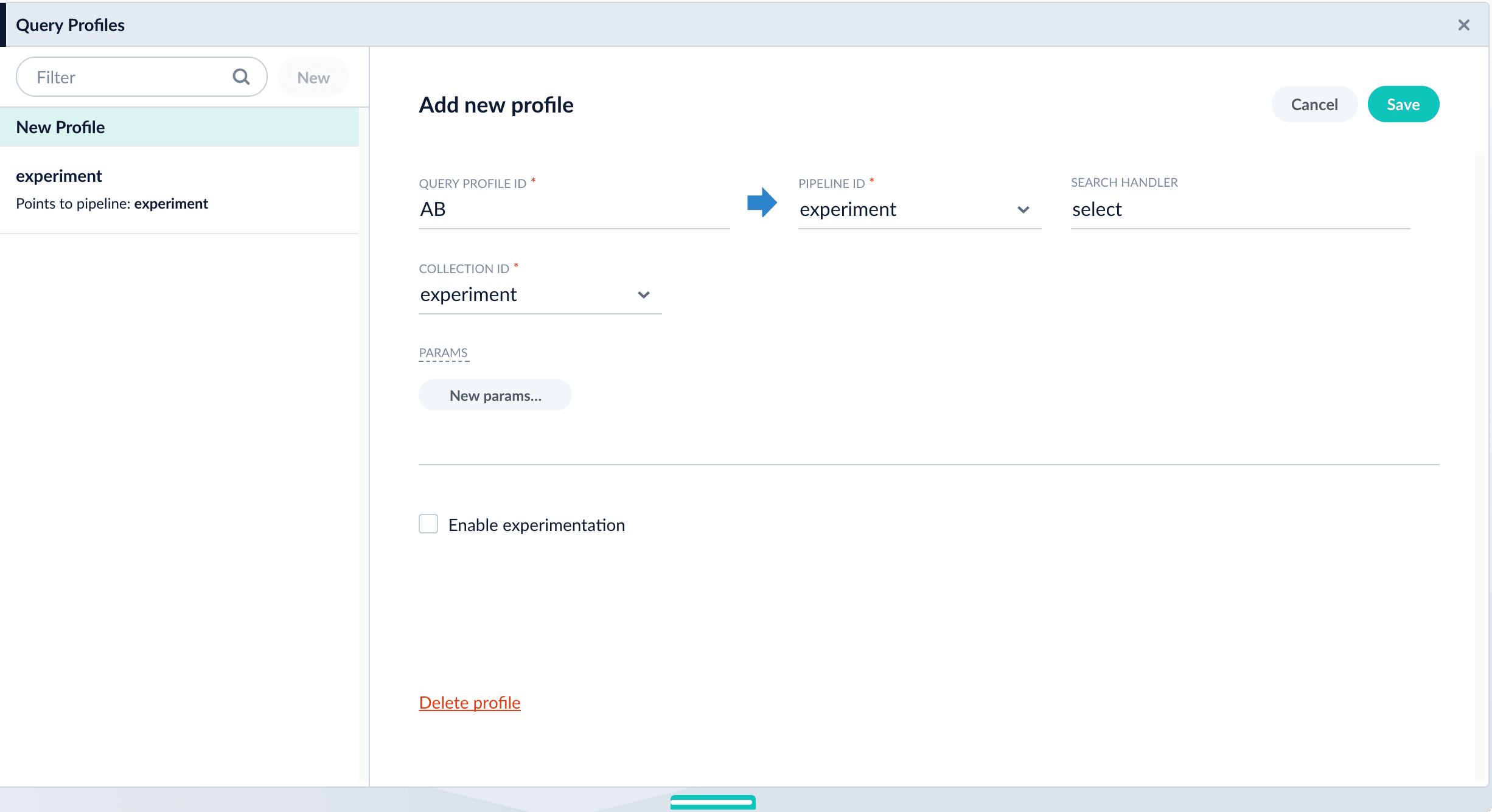 Create new query profile