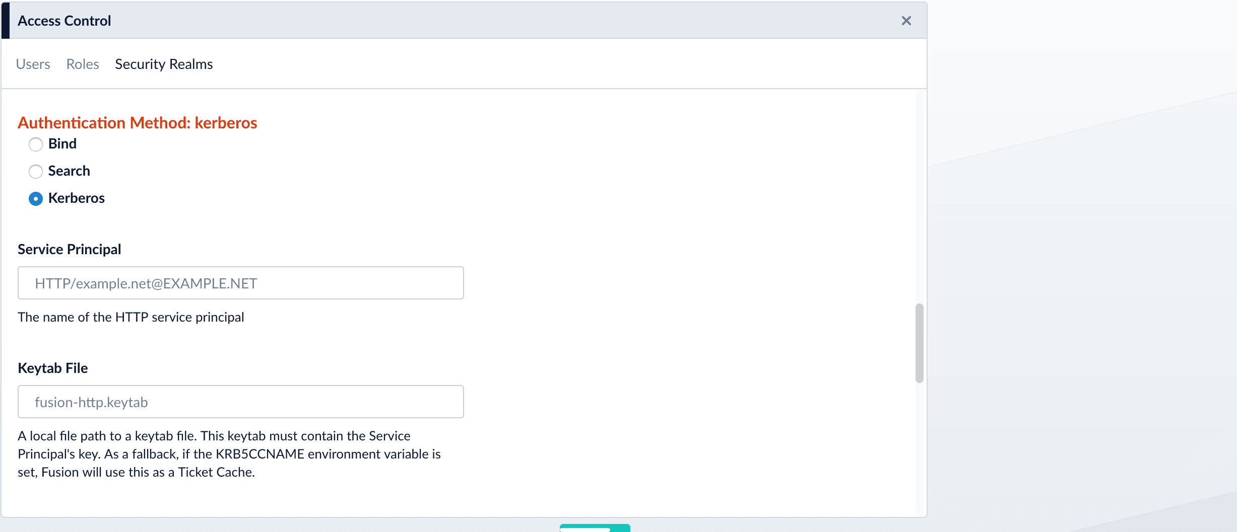 specify Kerberos authentication