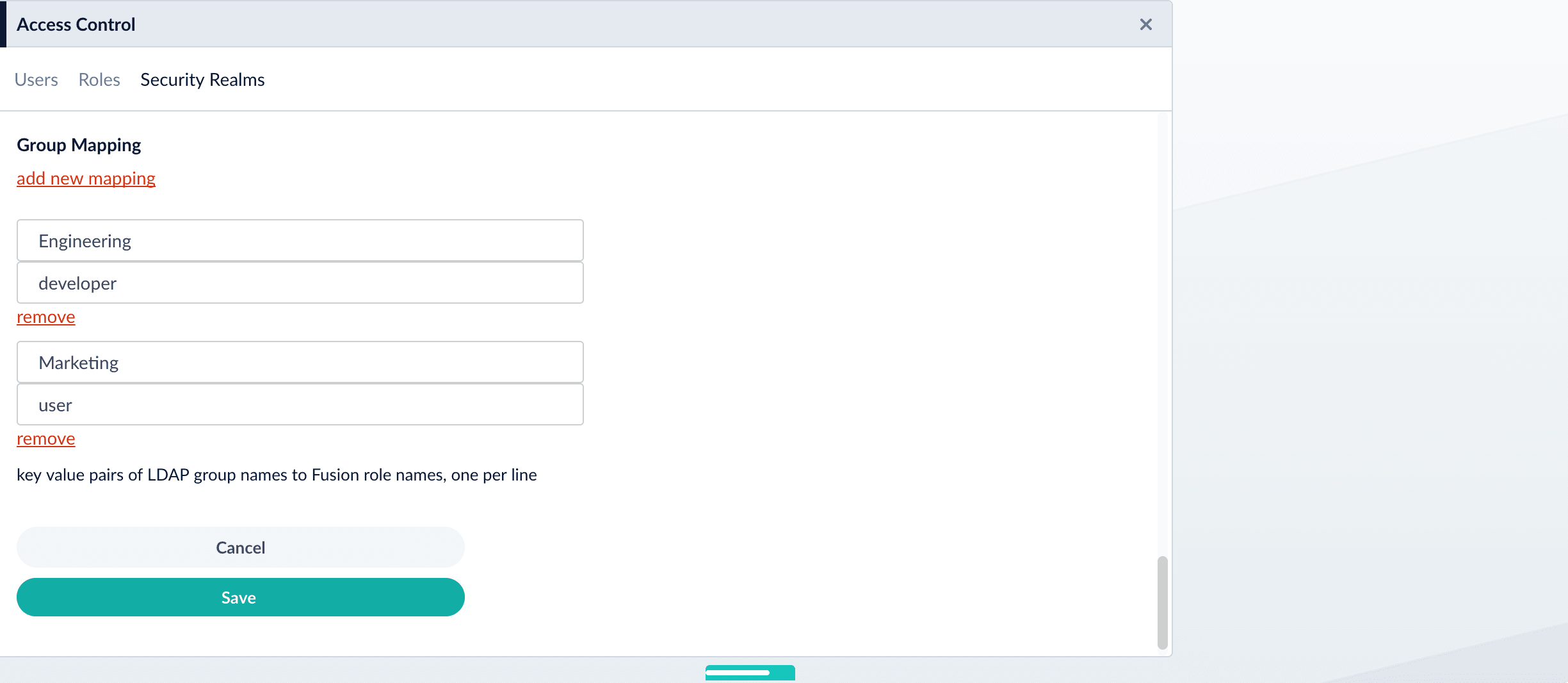 map LDAP groups to security realms