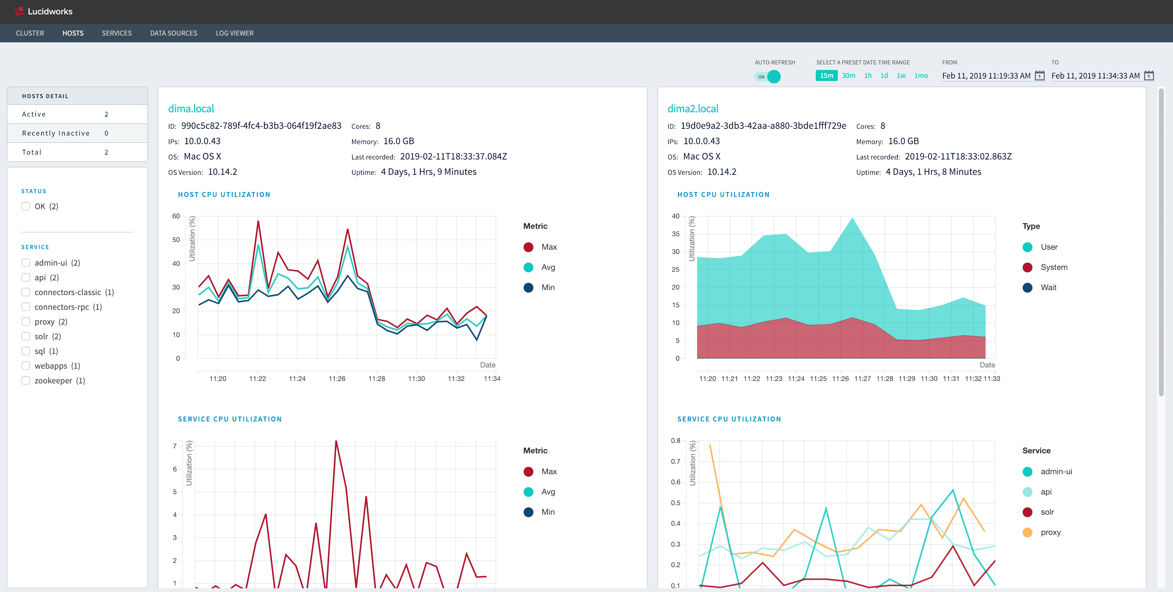DevOps Center Hosts dashboard