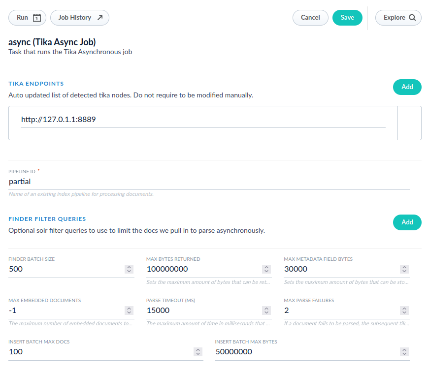 Tika Async configure job