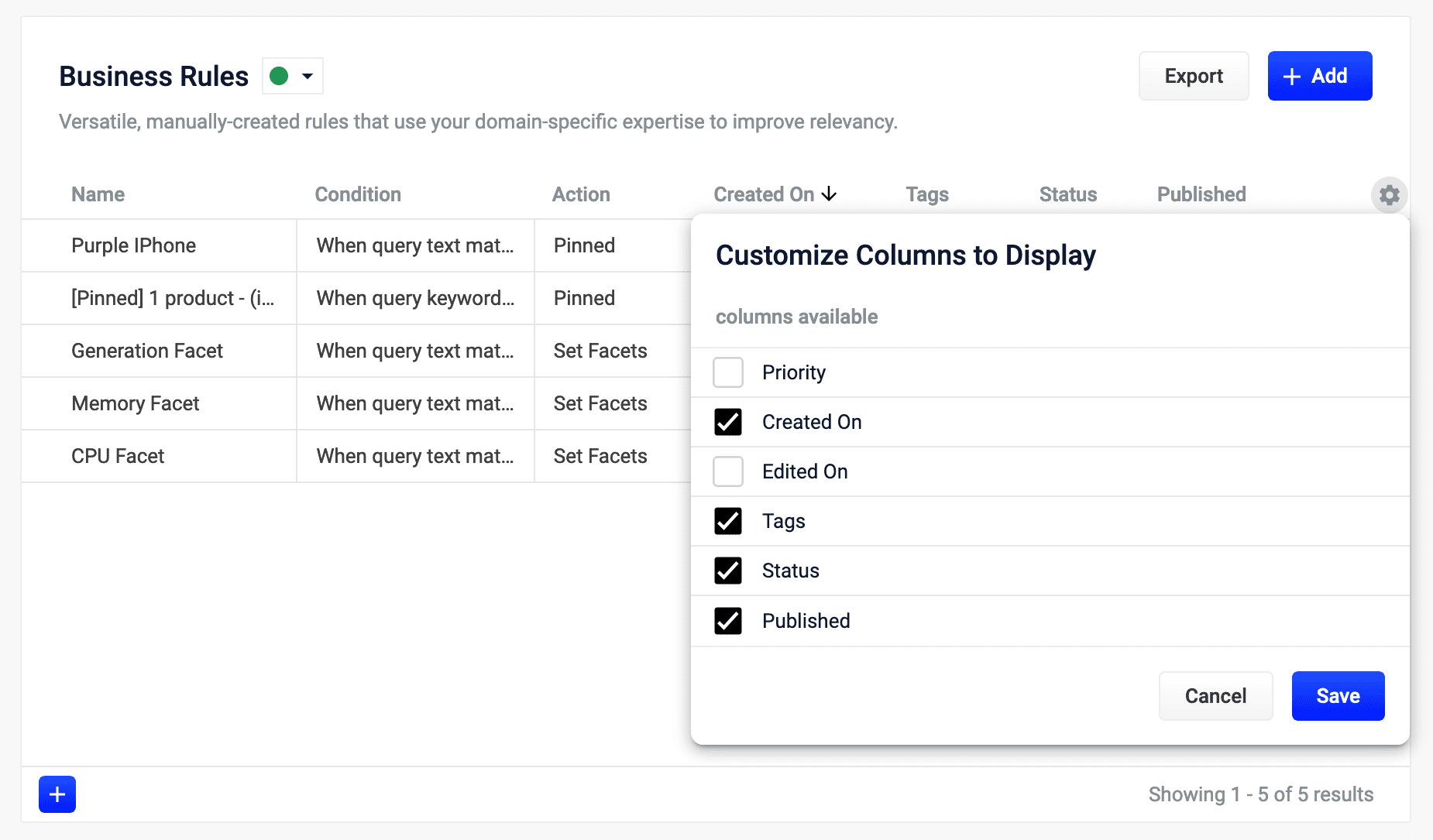 Customize Columns to Display
