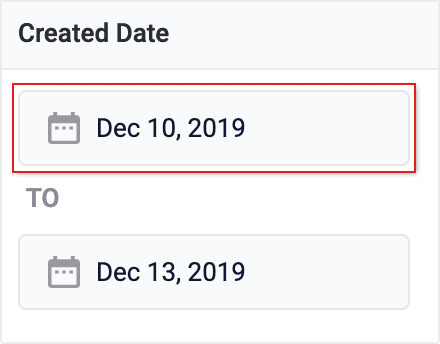 Created date start value