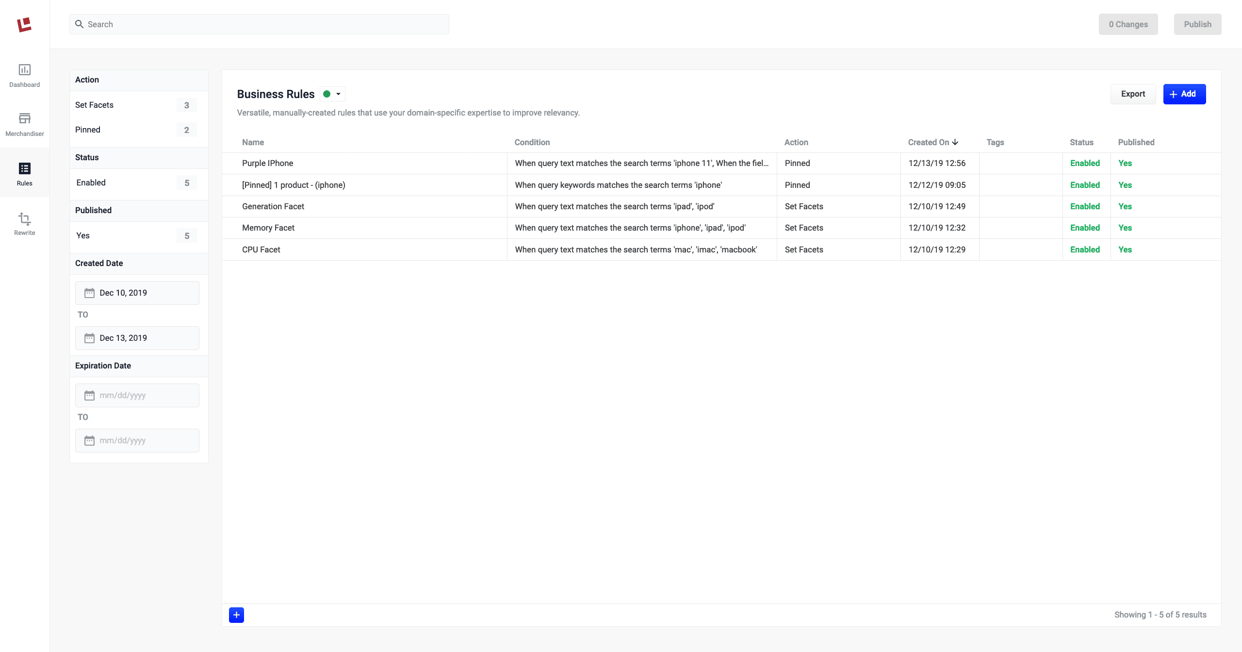 Rules Editor Business Rules