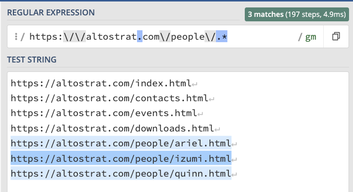 Exclude regexes of personnel files