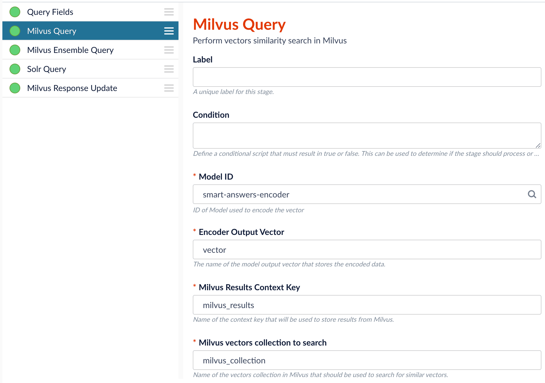 Milvus Query stage