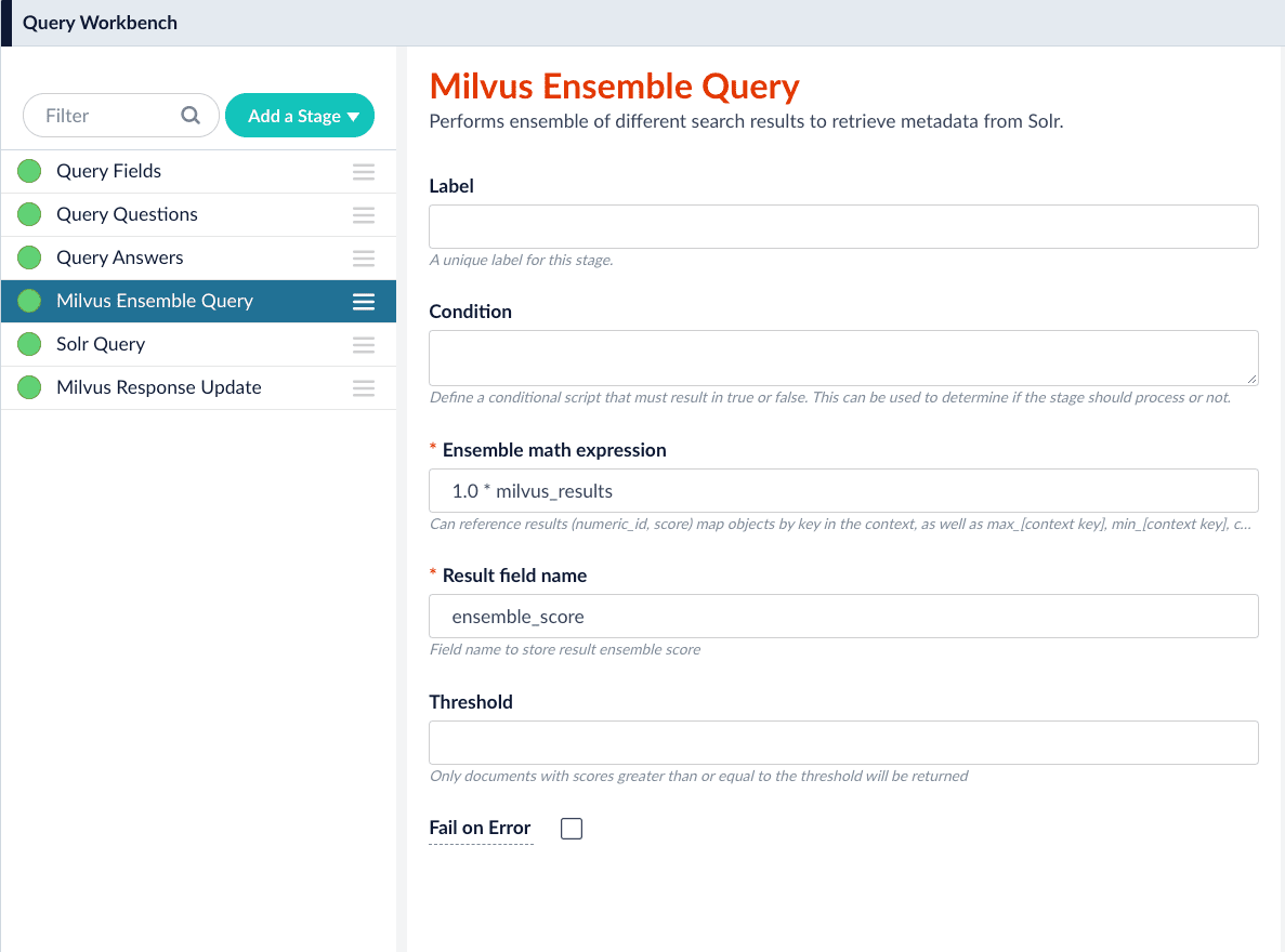 Milvus Ensemble Query stage