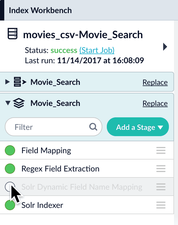 Enable/disable stages