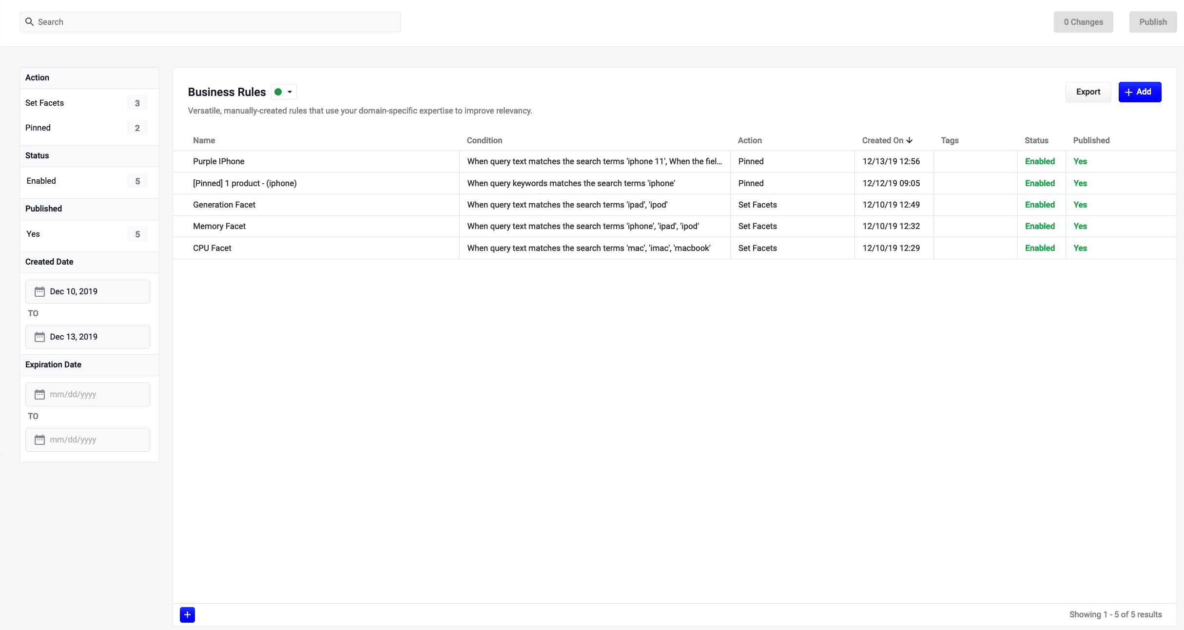 Rules Editor Business Rules