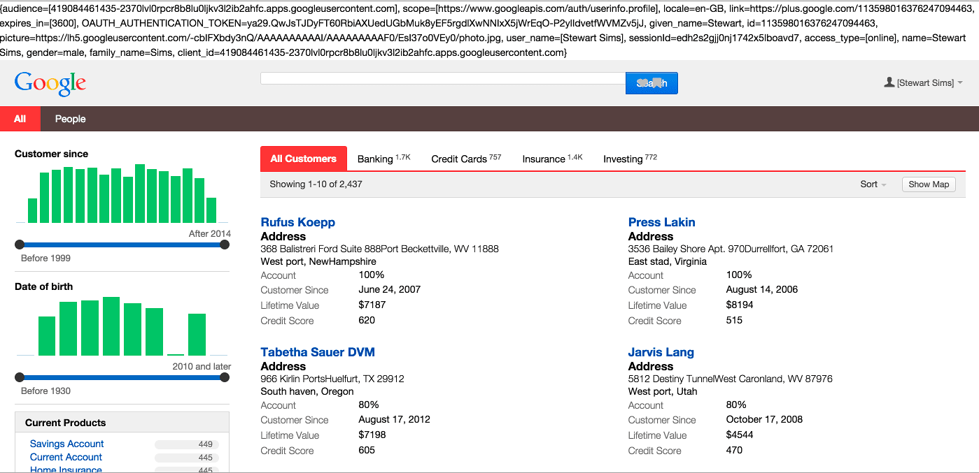 Google application example