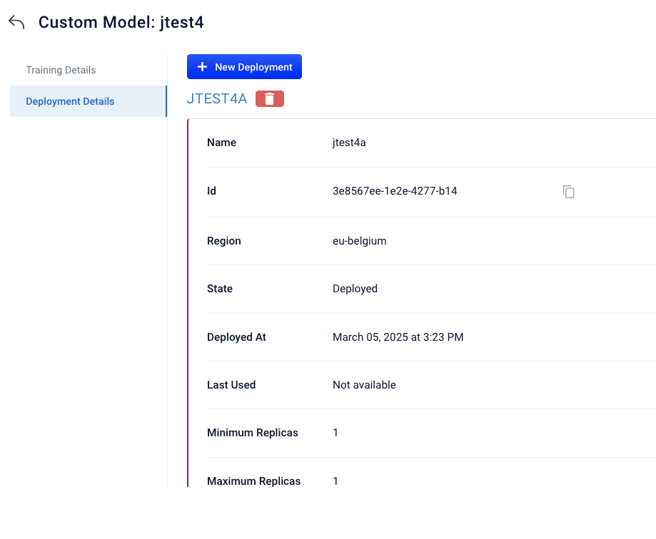 Lucidworks AI custom model deployments screen
