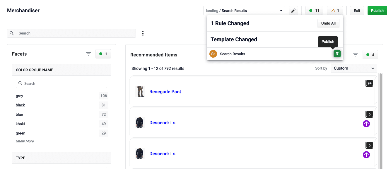 Rules toolbar