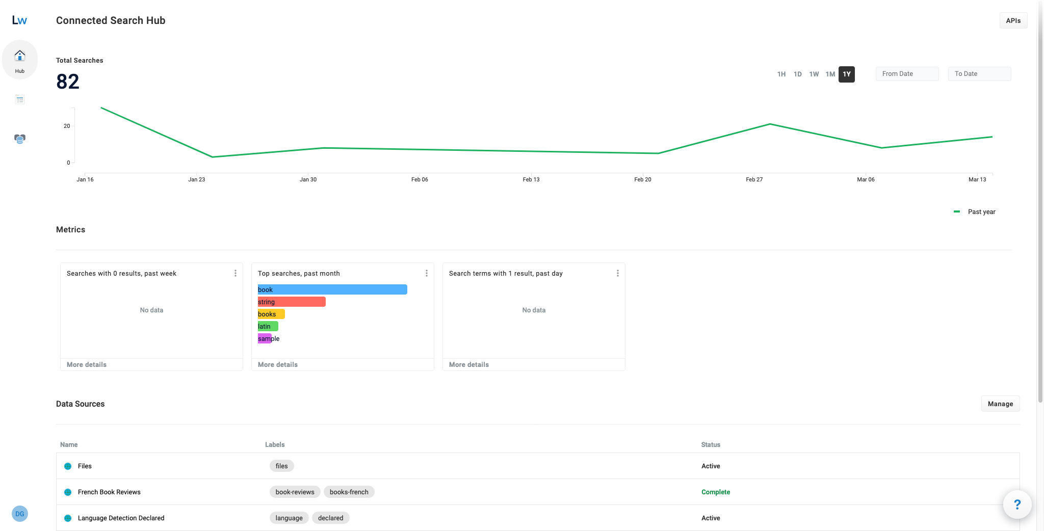 Connected Search hub screen